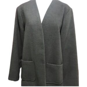 Mural Art Boundaries Jacket Women 2X Grey Long Duster Neutral Minimalist Classic